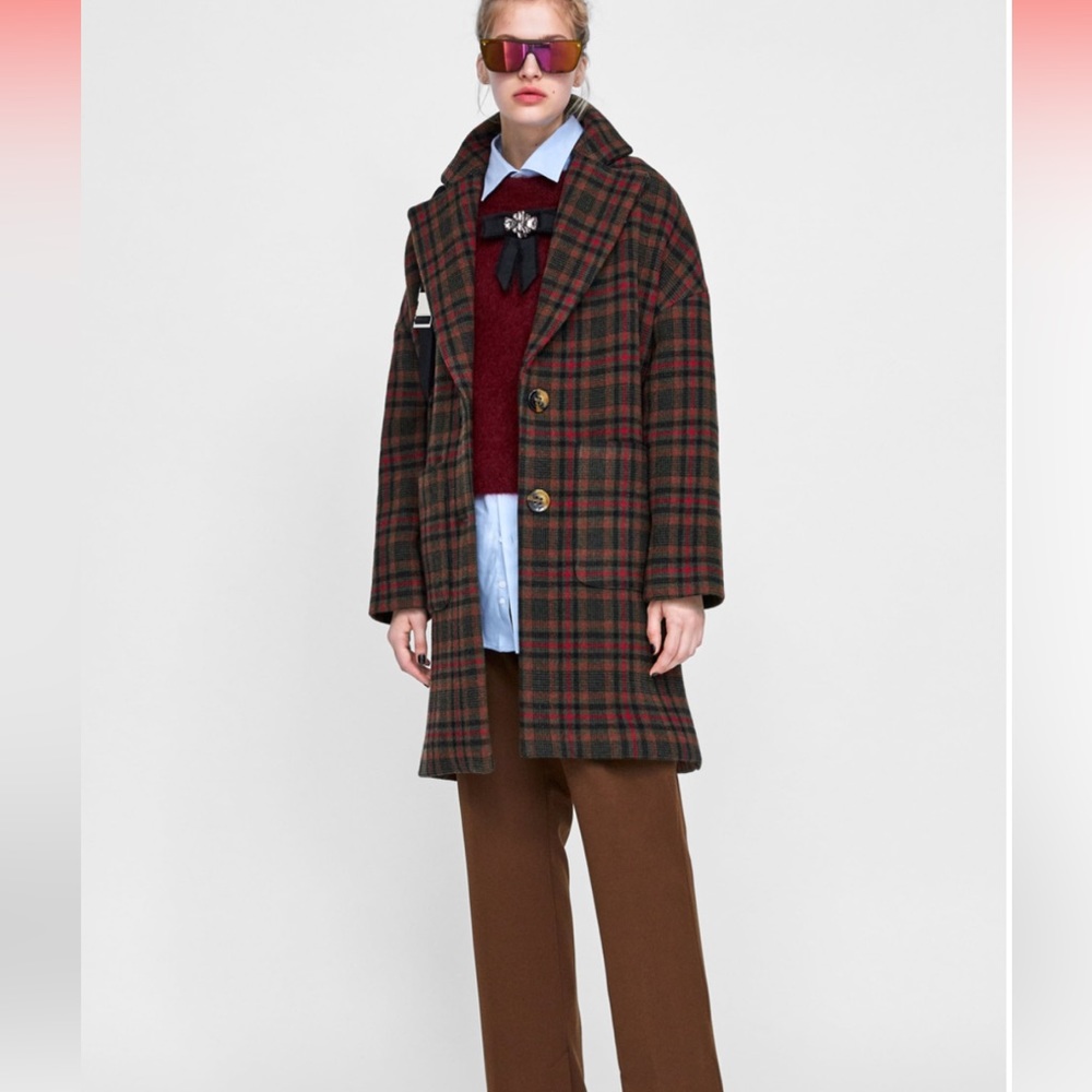 Zara wool plaid coat